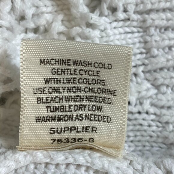 STYLUS Open Knit White Spring Summer Cotton Sweater-Top Cover-up Sz L #340B - Picture 8 of 8